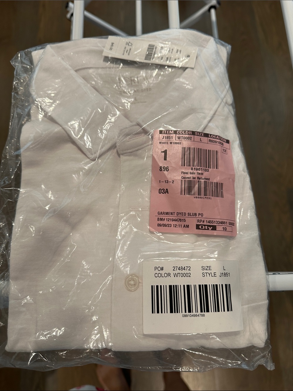 J. Crew Men's White Cotton Polo with Chest Pocket NWT